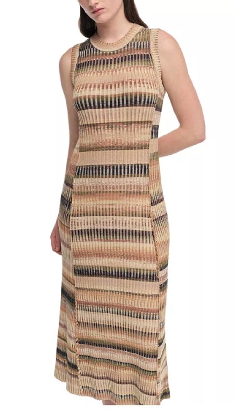 JONATHAN SIMKHAI WOMENS LARGE KNIT STRETCH FAIRFAX MIDI DRESS GREEN MULTI NEW